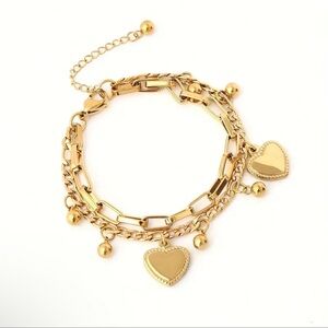 1pc Love Heart Pendant Bracelet Punk Style Link Chain Hand Bracelet